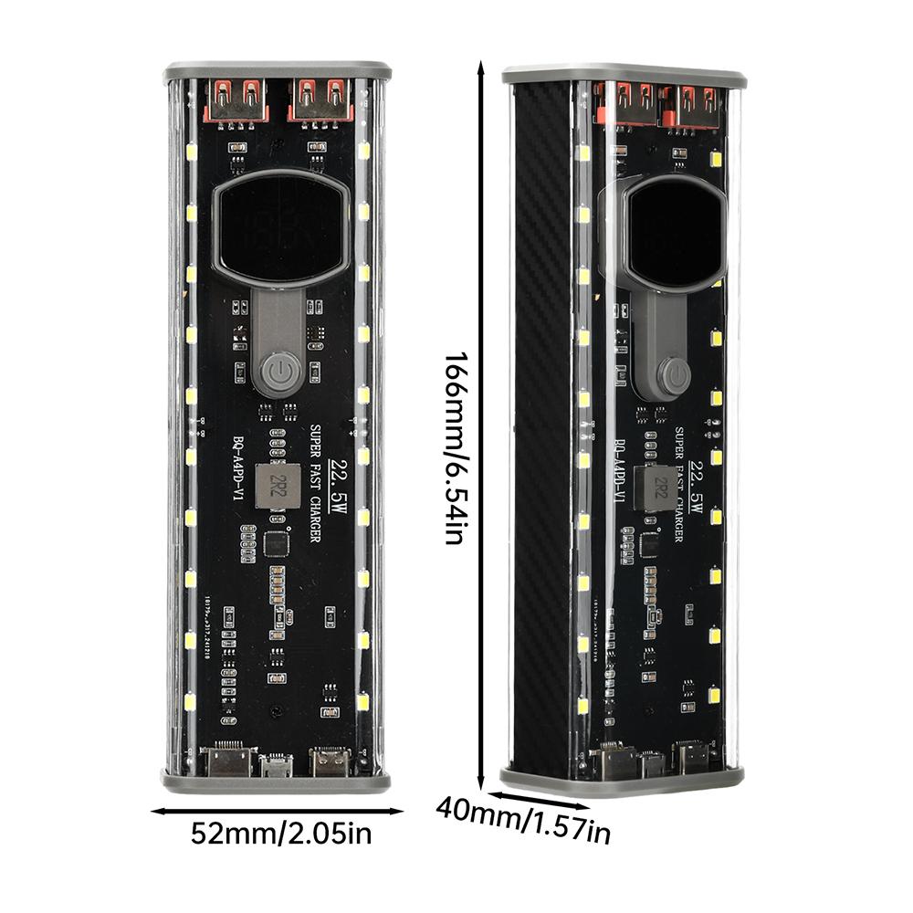 DIY Power Bank Case Mecha Transparent Model Rechargeable Battery Case No Soldering 4pcs 21700 Battery Box