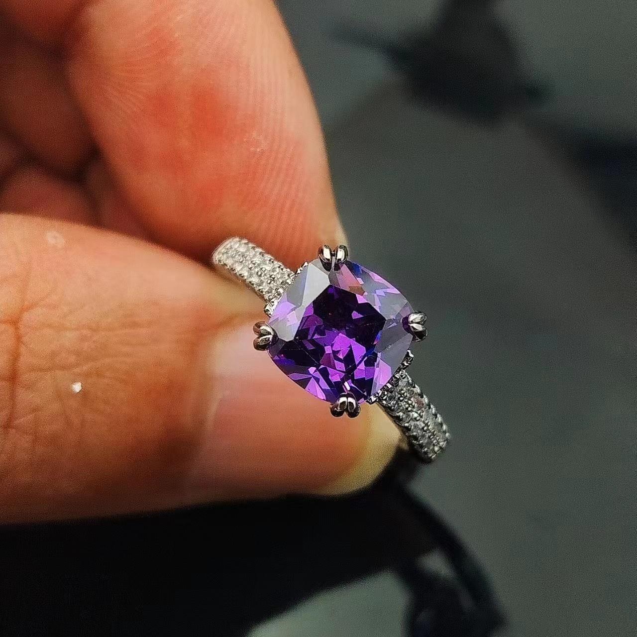 

Square Zir*****Pen Ring Women S Fashion Trend Versatile Fat Square Ring Jewelry Opening Adjustable