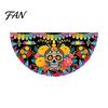 Reusable Party Entrance Sign Day of The Dead Skull Bunting Banner, Marigold Print Fiesta Unique Fan Shaped Banner Hanging Flag, Colorful Sugar Outdoor