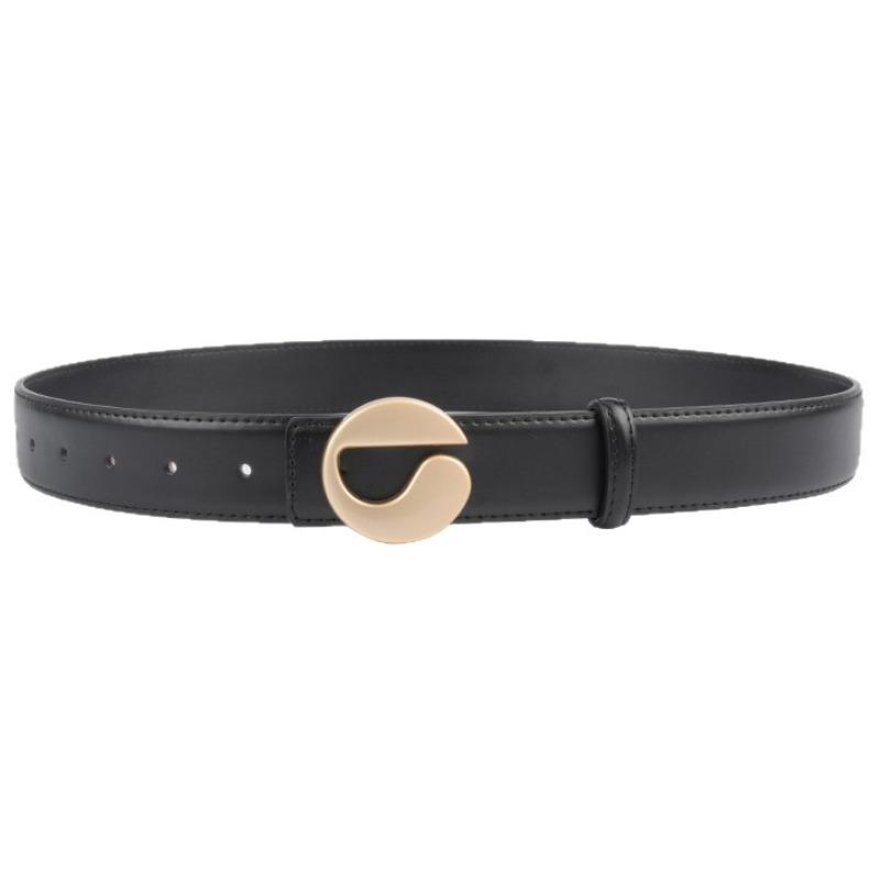 Belt Genuine Leather Calfskin Belt Belt Women's Black Logo Cowhide Belt