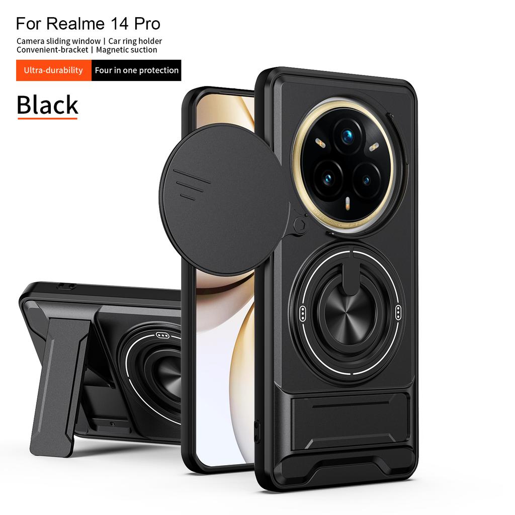 For Realme 14 Pro Case Realme 14 Pro + Plus Cover Phone Case Magsafe Magnetic Fold Holder Military Armor Camera Protection Cover