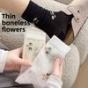 Sock - Spring/Summer Lightweight Cotton Printed Floral Padded Stockings Ballet-style Mesh Breathable Mid-Calf Stockings Boneless Socks