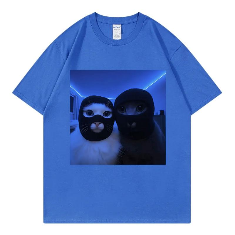 Masked Thief Cat Funny Meme Graphic T Shirts Unisex Unisex Gothic Fashion Short Sleeve TShirts Summer Casual Loose Cotton TShirt