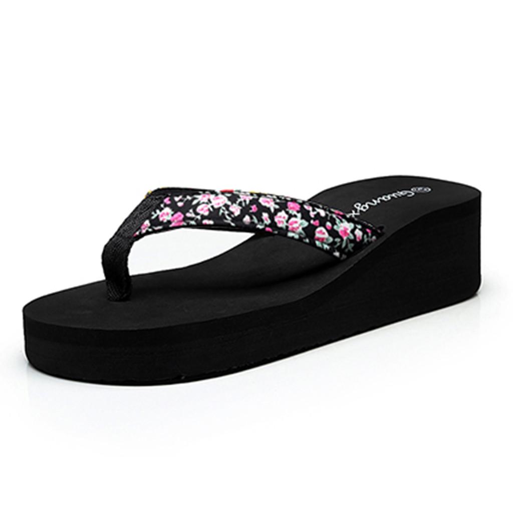 Women Ladies Fashion Summer Flowers Bohemian Style Slippers Beach Sandals Shoes