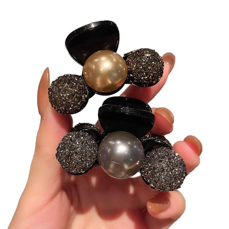 Elegant Rhinestone Pearl Claw Clip - Fashionable Half-Up Hair Accessory for Women