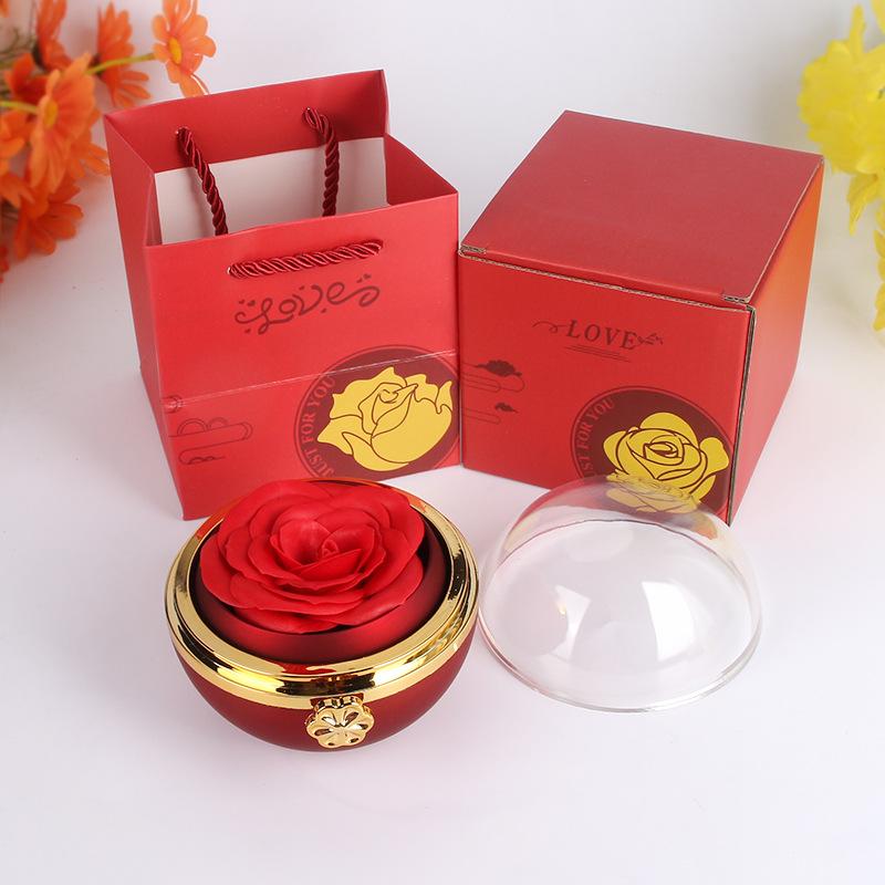 Cross-border Valentine s Day Senior Sense Expression Gift Eternal Flower Rotating Jewelry Gift Box Commemorative Birth Day