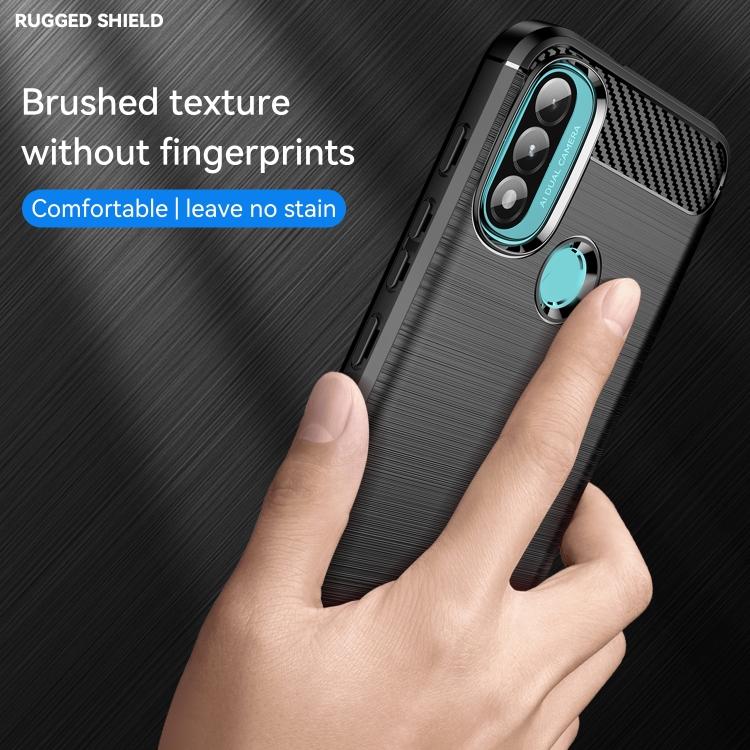For Lenovo K14 Brushed Texture Carbon Fiber TPU Phone Case