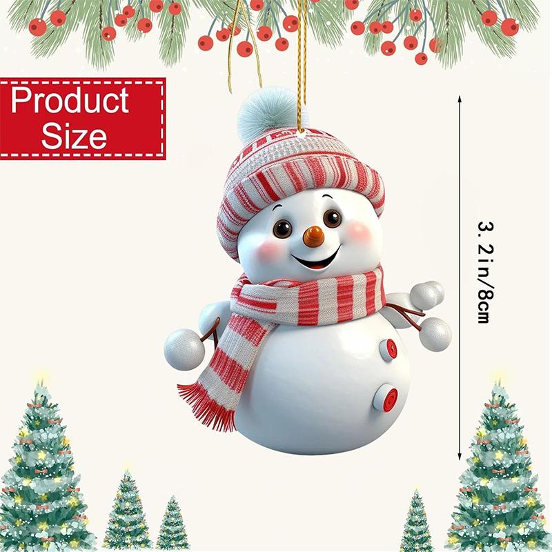 10Pcs Christmas Decoration Pendant 2D Acrylic Christmas Snowman Christmas Tree Pendant for Home Decor Navidad New Year Gifts