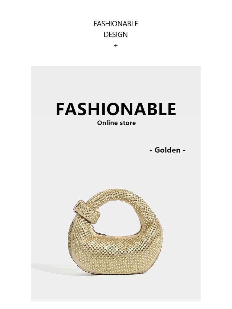 Nische 2024 Volldiamant Knödel Handtasche für Damen: Vielseitige Strass-Socialite-Abendtasche