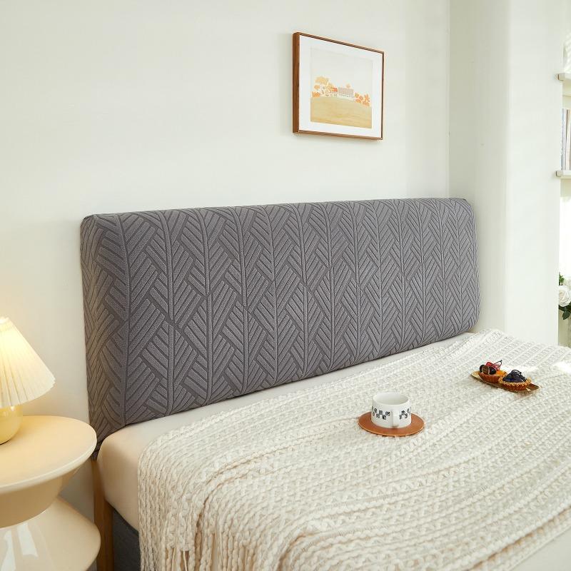 Jacquard Bed Headboard Cover Solid Color Elastic Bed Head Slipcover Leaves Printed All-inclusive Bed Backrest Cover Bedrooms