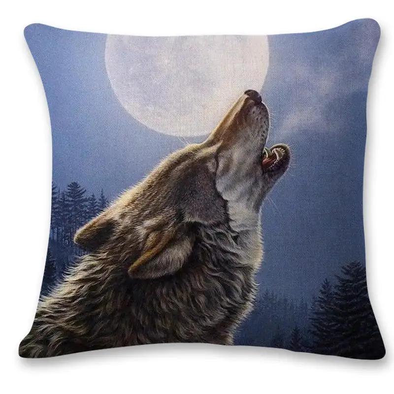 Wolf Moon Soft Pillow Polyester Pillowcase Home Car Sofa Cushion Comfortable
