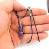 Hand-Wound Natural Stone Crystal Hexagonal Column Pendant Necklace N538 Geometric Beauty