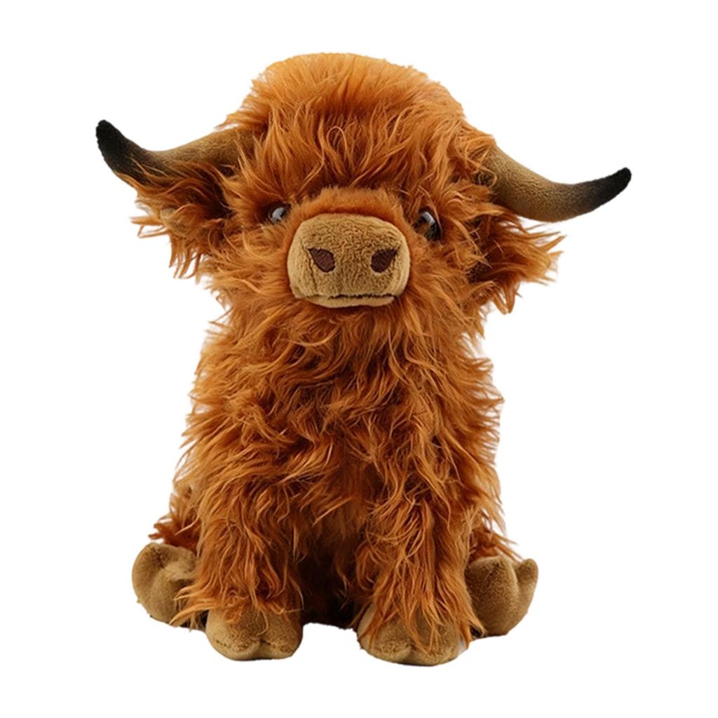 Plush Highland Cow Doll Snuggling Hugging Sofa Ornament Birthday Gifts Teens brown
