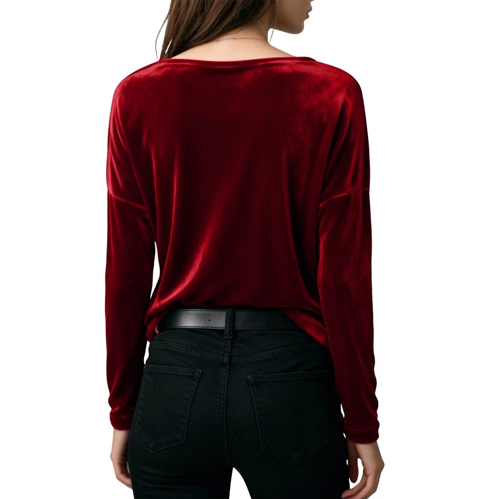 Damenmode Samt Rundhals Langarm Lockerer Pullover