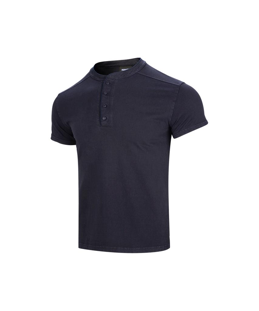 NINEZ Pigment Washed Henley Neck Muscle Fit T-Shirt (2 Colors)