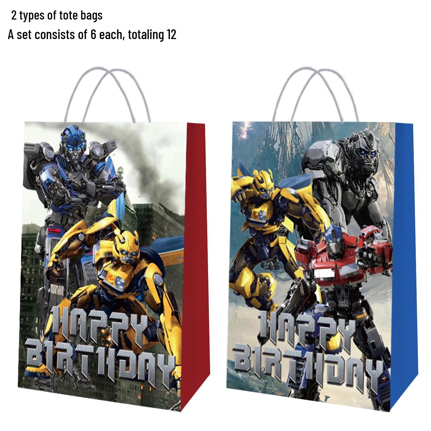 Transformers Theme Kids Birthday Gift Bags - Kraft Paper Party Supplies & Candy Bags