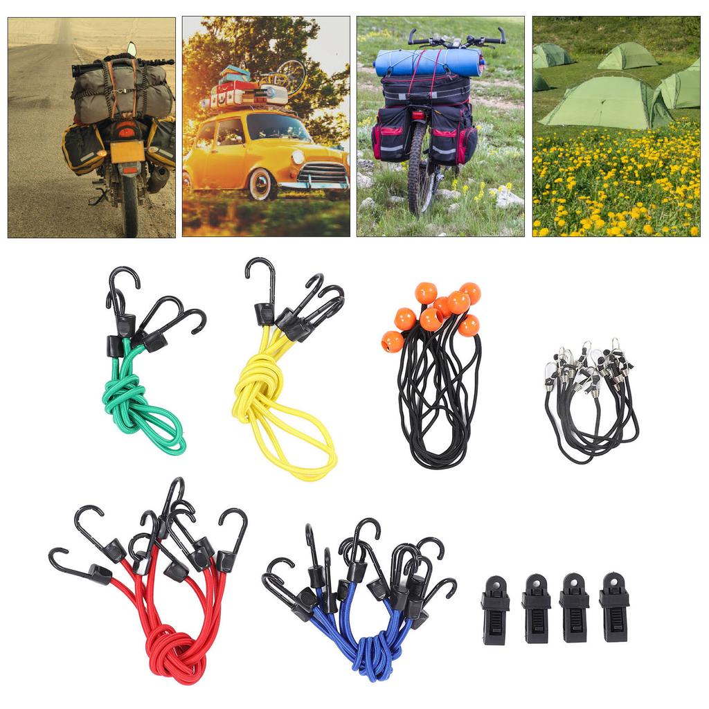 32 Pcs Set Bungee Cords High Elasticity Heavy Duty Rubber Tie Down Strap with Hook and Ball