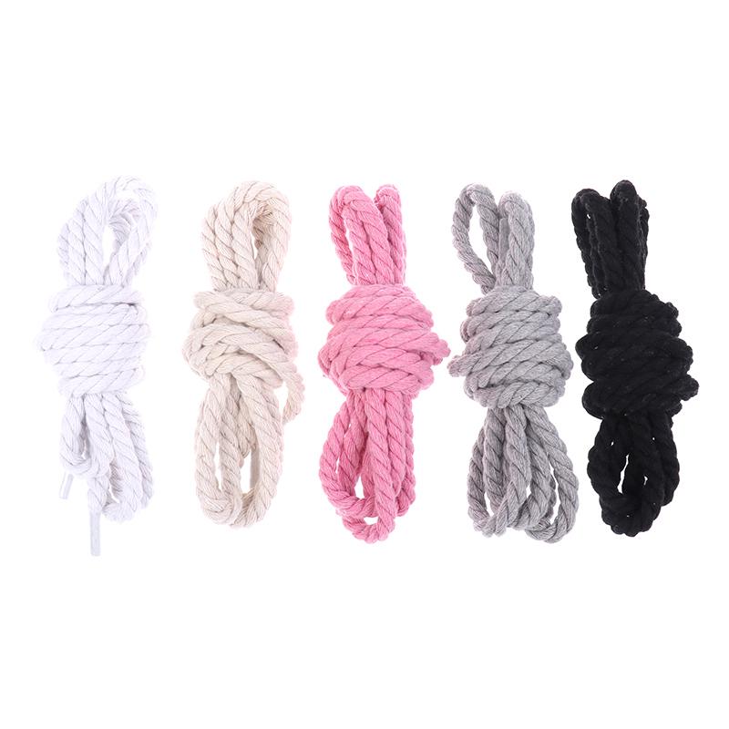 2Pcs Round Thick Rope Laces Polyester Cotton Solid Color Laces 0.8Cm Diameter 120/140/160Cm Length Bold Shoelaces