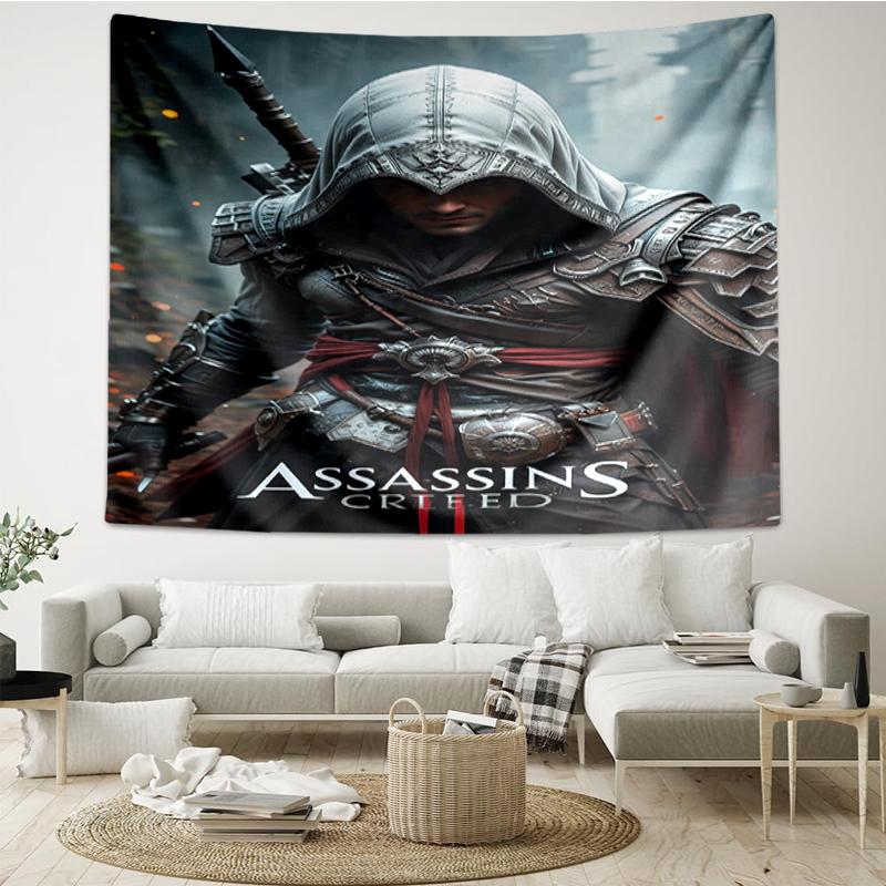 Tapeçaria com Estampa de Assassin's Creed, Fundo, Montagem Fácil, Ideal para Quarto, Escritório e Sala de Estar, com Decoração Estética para Pendurar na Parede.