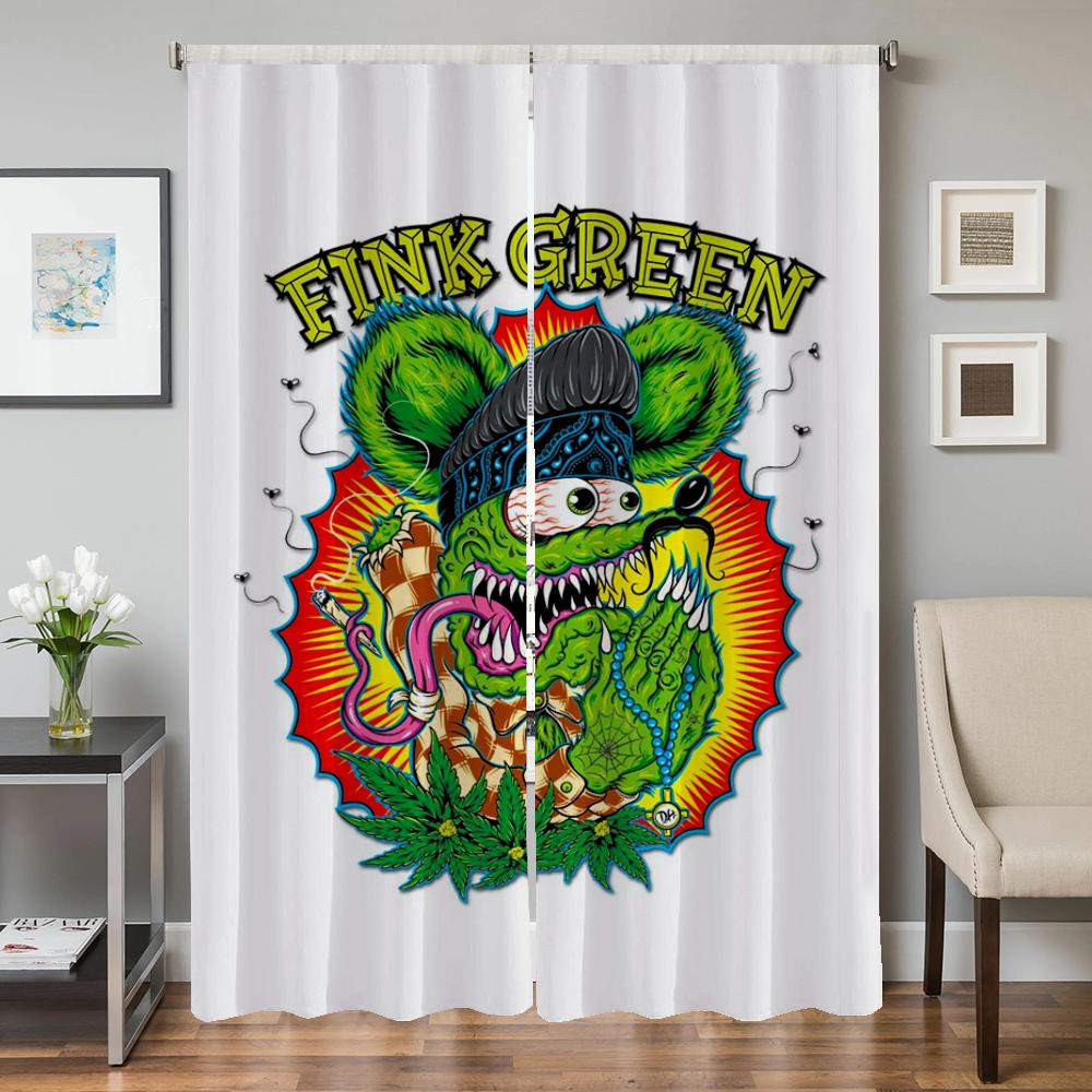 Fönster Köksgardiner för Vardagsrum 2 Delar Mörkläggningsgardiner Dörrgardin R-råtta F-fink Avskärmning Sovrumsdekoration Skugga