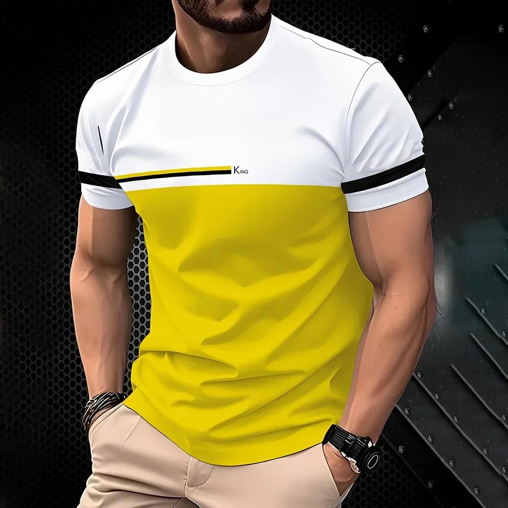 Striped Printed Short Sleeve Men s Simple Comfortable Top Soft T-Shirts Men’s S