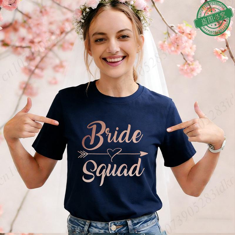 Team Bride Squad Matching T-Shirts, Arrow Heart Graphic Tees, Short Sleeve O Neck Tops for Bachelorette Party & Bridal Shower