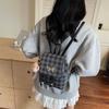College Plaid Backpack Women's Casual Niche Design Butterfly Backpack Premium Handbag