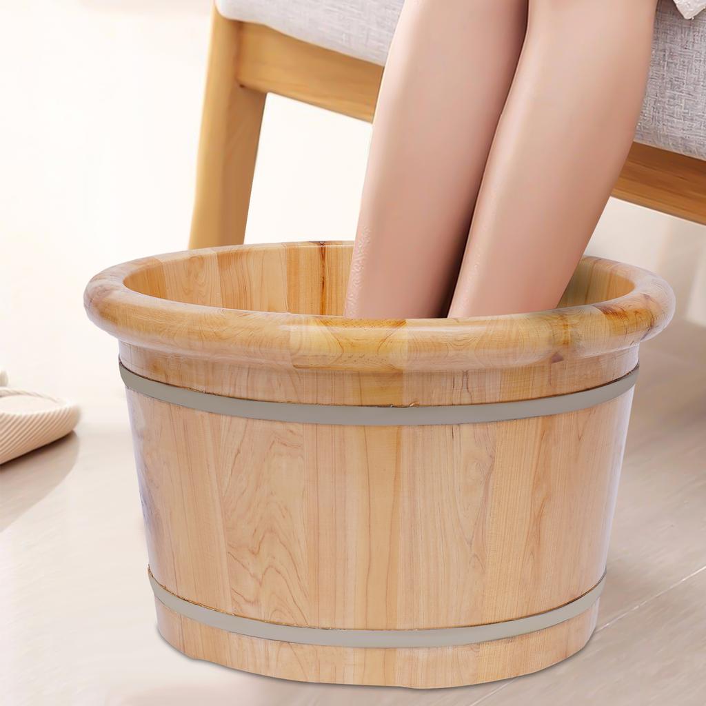 31cm Wooden Bucket Foot Bath Massager Suitable for Office Workers, Seniors, Athletes, Family Members