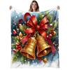 1pc Christmas Bells Flannel Blanket | Soft, Warm, Festive Holiday Design, Polyester, Digital Print, All-Season Use, Ideal for Sofa, Bedroom, Office | 