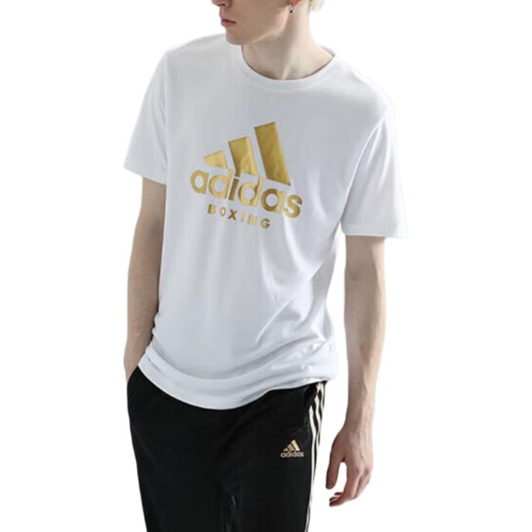 Adidas Breathable Comfortable Printed Casual Sports Short Sleeve T-Shirt Men Tops White ADICTB