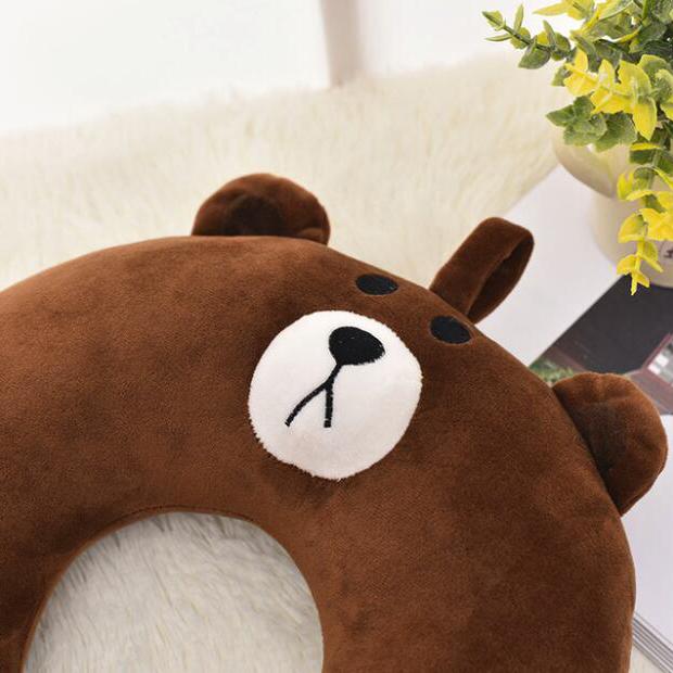 Cartoon Cute Brown Bear U Pillow PP Cotton Neck Pillow Travel Office Pillow