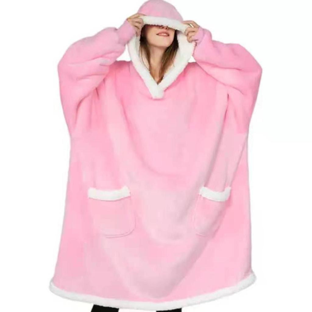 Cozy Hooded TV Blanket Pullover: Fleece Pajama Robe for Outdoor Cold Protection