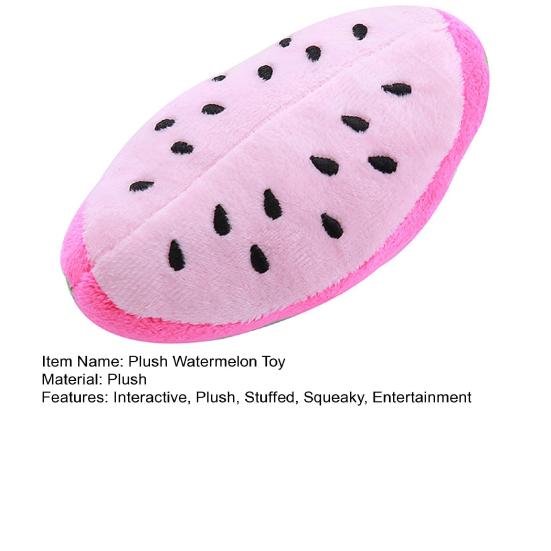 Dog Squeaky Plush Toy Watermelon Shape Teeth Cleaning Toy Interactive Stuffed Fruit Dog Chew Toy for Small Dogs