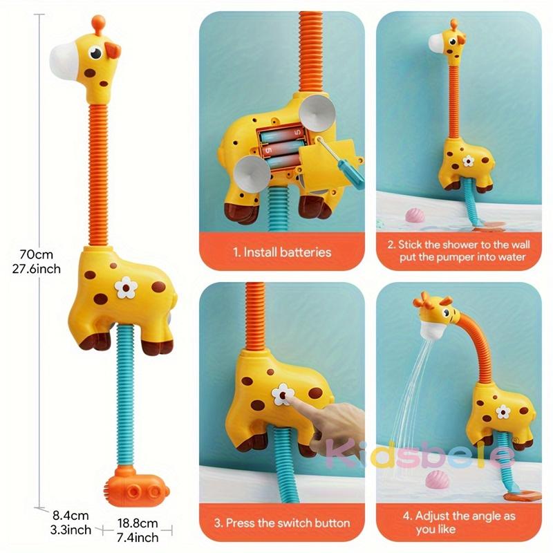 Baby Bath Shower Head Toy Cute Giraffe Baby Electric Shower Toys Bathtub Water Sprinkler Bathtub Toys For Kids Toddlers