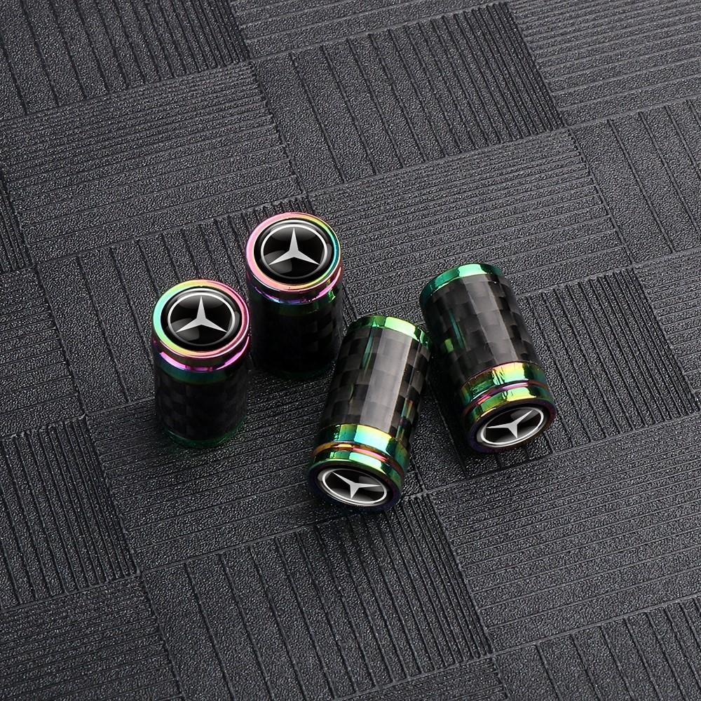 VFO1   4PCS Carbon Fiber Car Styling Wheel Tires Valve Caps Dust Covers for Mercedes Benz E C G M S Class AMG W204 W212 W176 W108 GLA