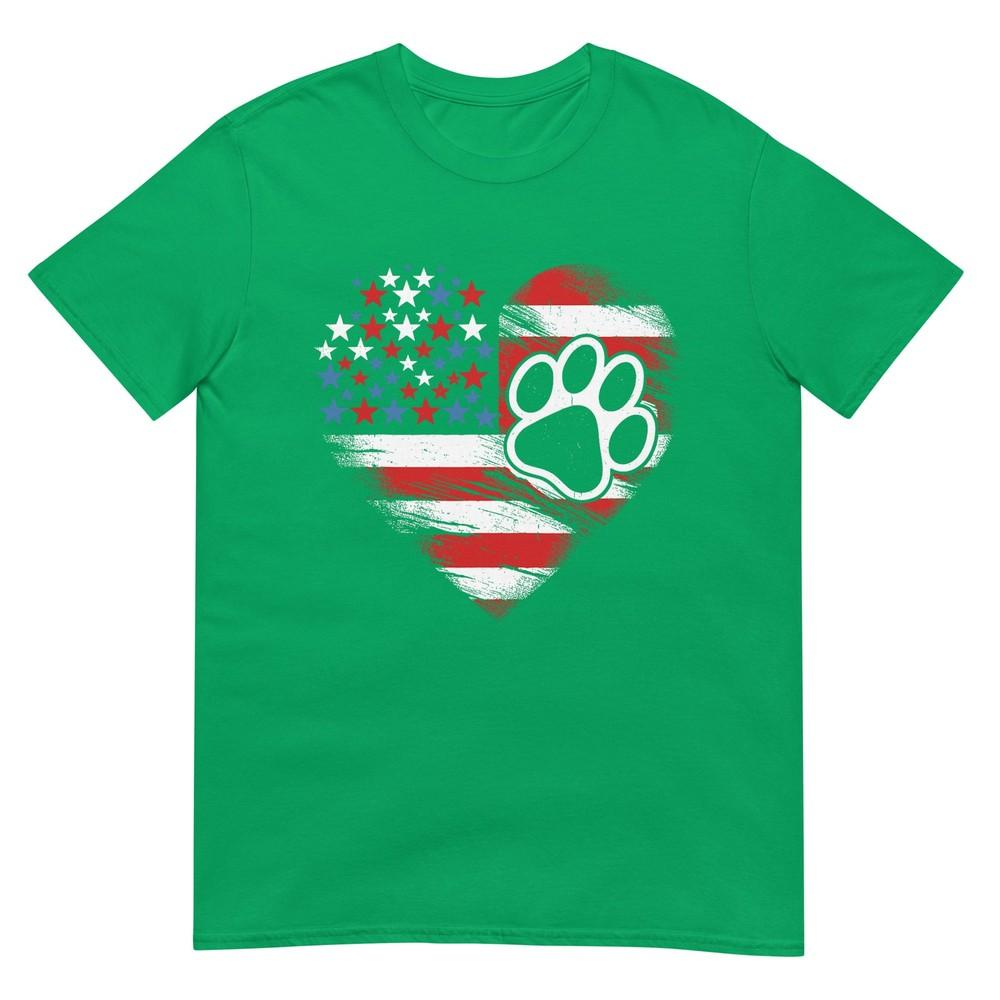 American Flag Dog And Cat Paw Patriotic 4th Of July Tshirt