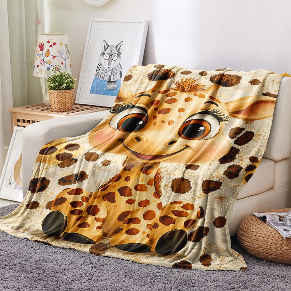 Giraffe Print Flannel Blanket, High quality Comfortable for All Seasons, Home Decor, Warmth and Comfort, Perfect for Christmas Gifts