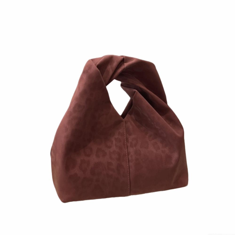 Faux Suede Leopard Print Top Handle Bag Large Capacity Korean Version Armpit Bag  Commuting красный