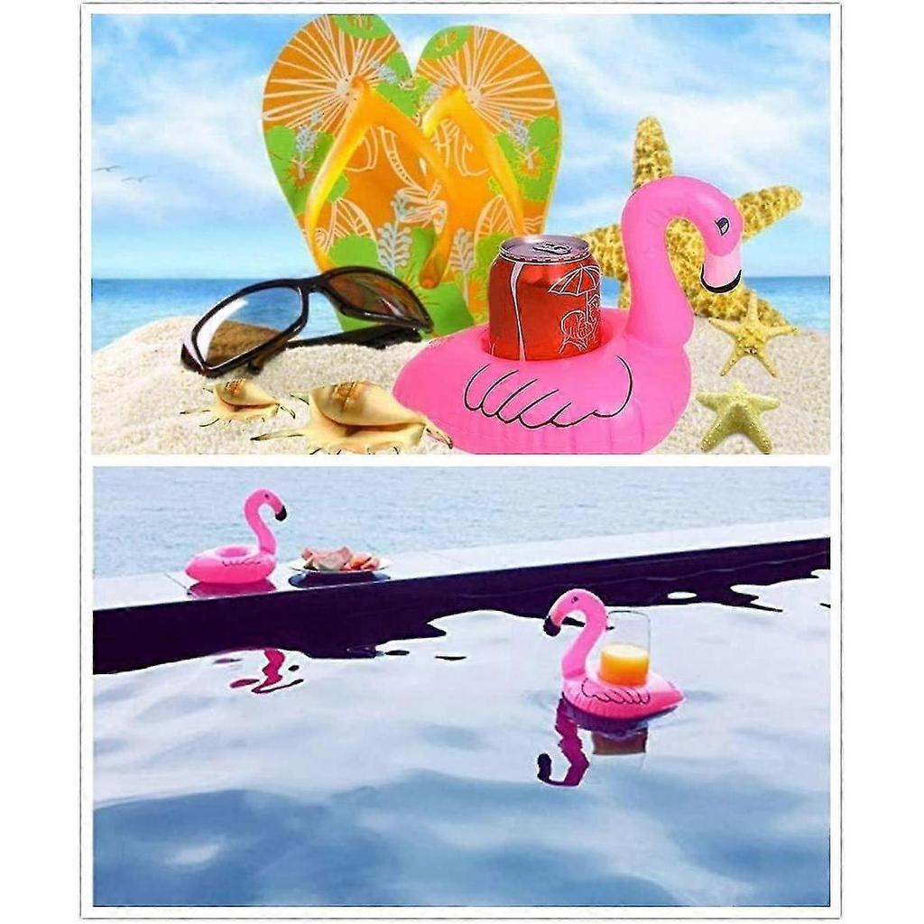14 Pack Flamingo Inflatable Drink Holder Drink Pool Floats Cup Holder Floats Inflatable Floating Coasters Float Coaster For Pool Party Water Fun