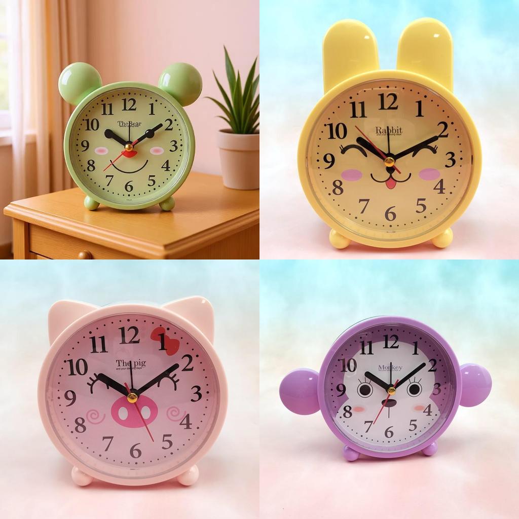 Kids Cartoon Bedside Alarm Clock With Analog And Digital Display For Childrens Room Decor