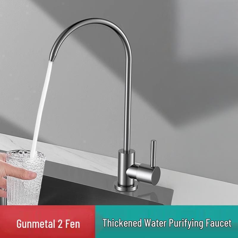1/2 Inch Gooseneck Kitchen Faucet with Water Purifier - 304 Stainless Steel, Single Cold