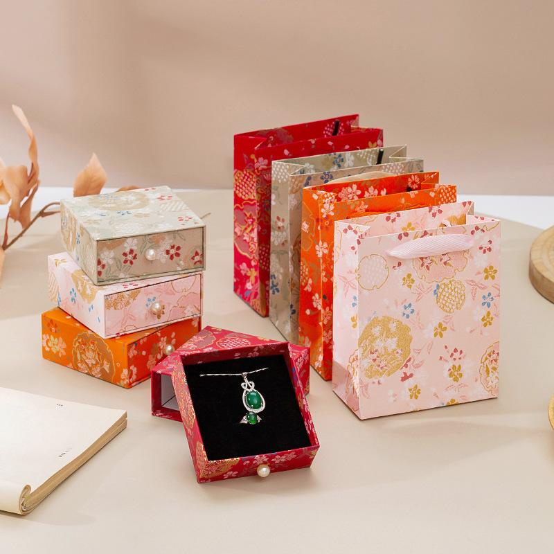 1Pcspaper Jewelry Holder Floral Chinese Jewelry Box Drawer Jewelry Packaging Exquisite Wedding Gift Box For Wedding Gift