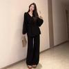 Petite High-End Knit Sweater & Wide-Leg Pants Set for Fall/Winter - Elegant Mature Style