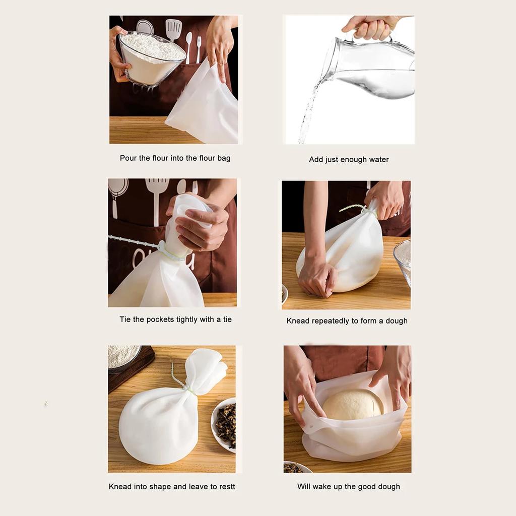 1pc Food Grade Silicone Dough Kneading Bag Silicone Kneading Dough Bag Flour Mixer Bag Versatile Dough for Bread Pastry Pizza