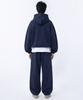 Prinoar [Set] String Oversized Two-Way Zip-Up Hoodie + Single-Pleat Wide Pants - Navy