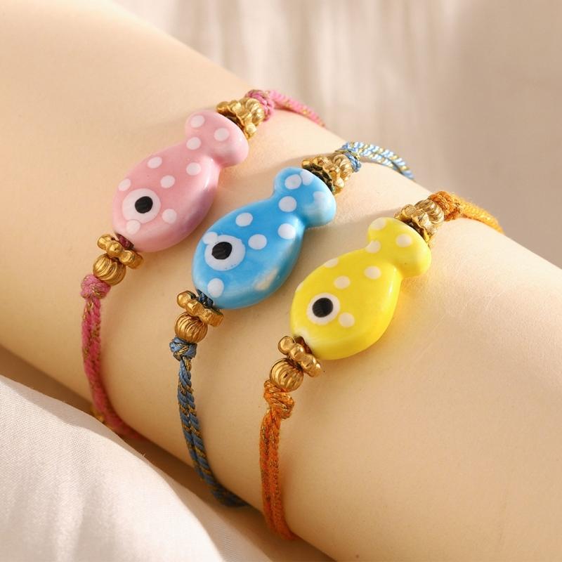 Fish Inspired Knotted Stainless Steel Cord Bracelet With Customizable Length Portable Accessory Stylish Outfits