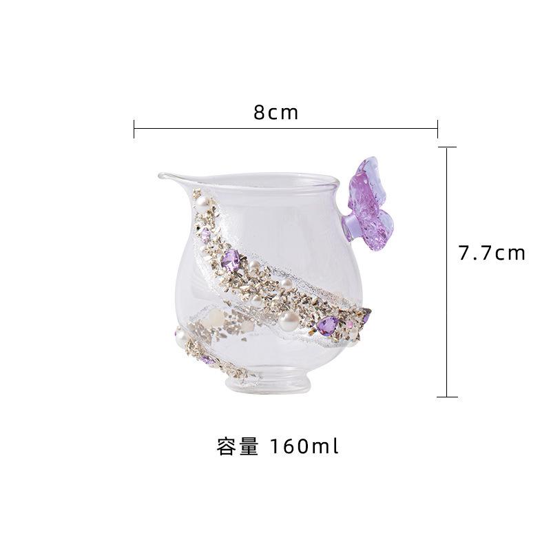 

160ml Handmade Non-scalding Glass Butterfly Handle Tea Pitcher Tea Divider Cha Hai Dispenser Justice Cup Fair Mug Teaware Craft