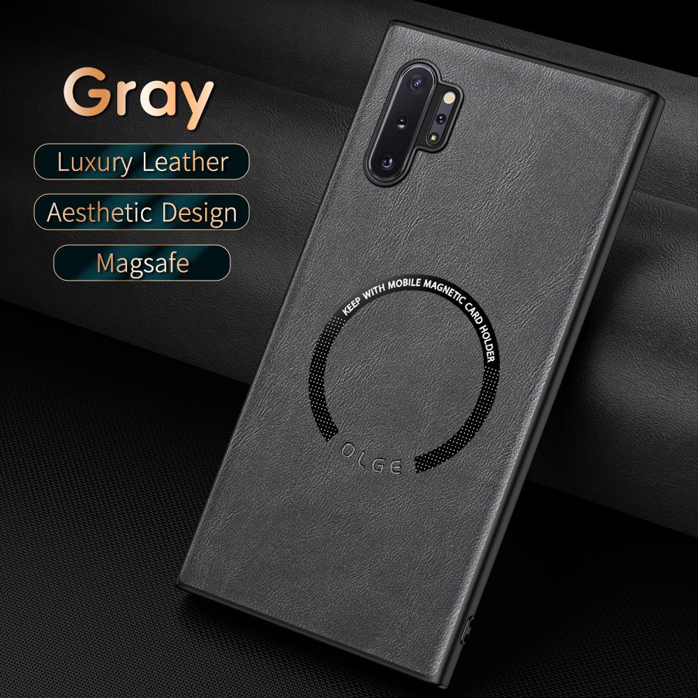 

Роскошный кожаный магнитный чехол Magsafe для Samsung Galaxy Note 20 10 Ultra Note10 Note20 5G автомобильный чехол силиконовый противоударный полный защитный чехол Note 10 Plus серый