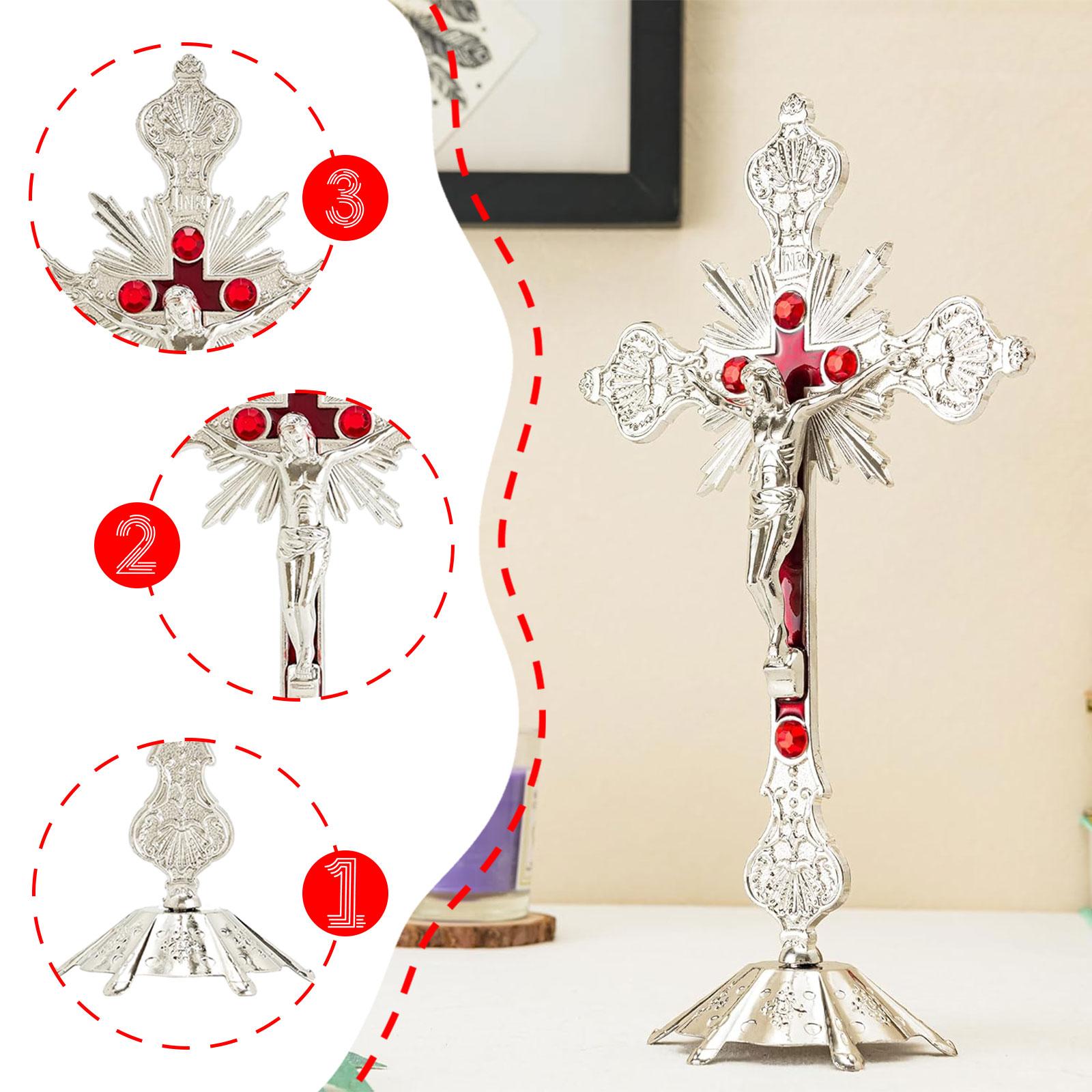 Standing Crucifix, Jesus Crucified, Sculpture, with Stand, Tabletop for Living