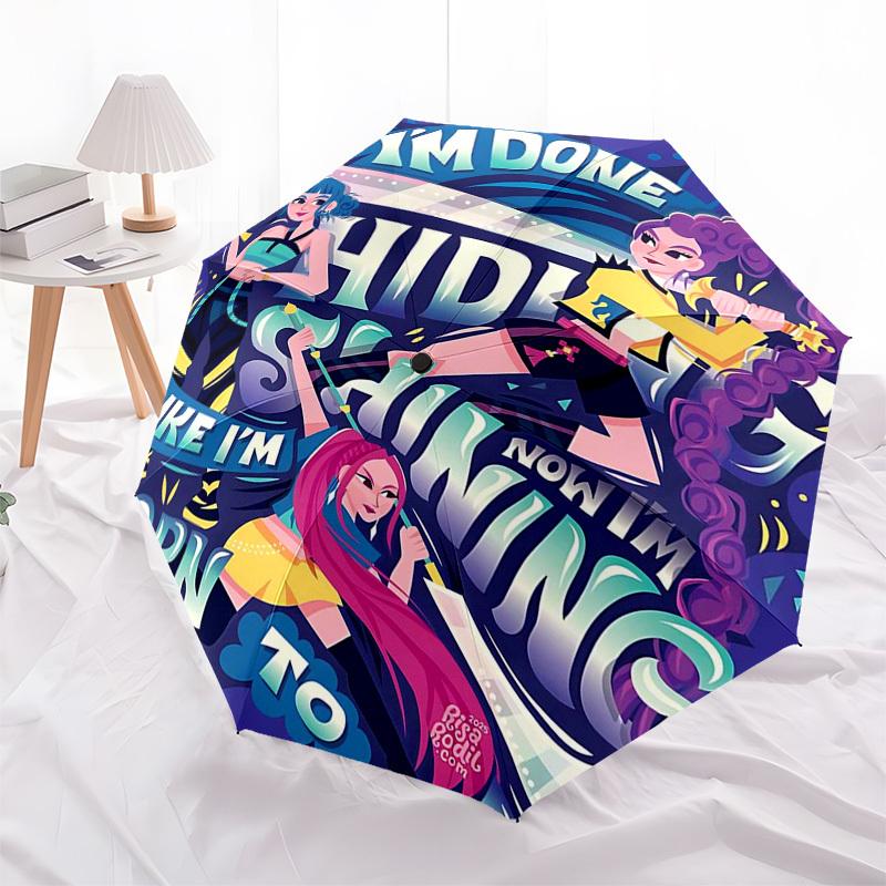 

1pc I m Done Hiding, Now I m Shining! Automatic Folding Umbrella with Portable Tri-Fold Design, 8-Bone Iron Frame, Outdoor, Perfect Festival Gift for